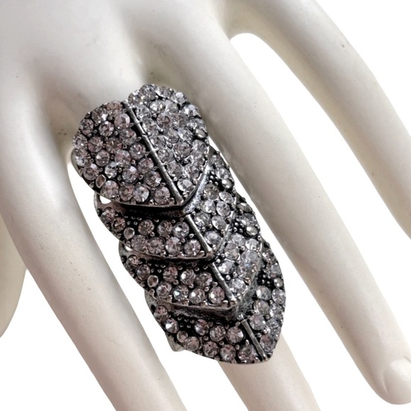 Gothic Victorian Heart Crystal Knuckle‎ Finger Ring - Picture 1 of 9